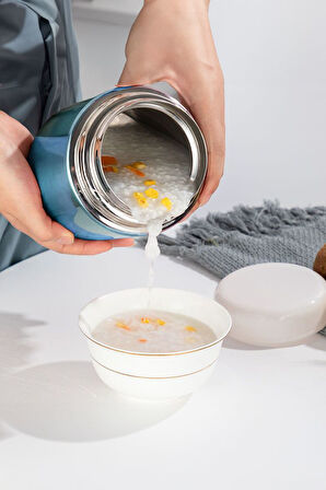 Mavi 304 Çelik 1000 ml Vakumlu Yemek Mama Saklama Termosu Sefertası cin724mvx