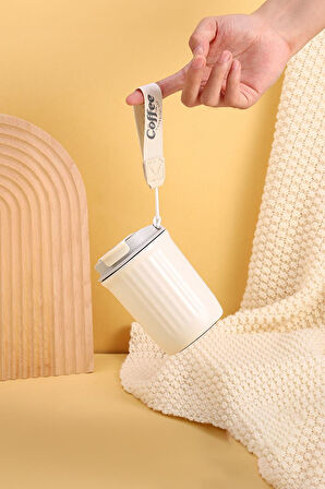 316 L Çelik 450 ml Krem Renk El Termos Mug cin915by