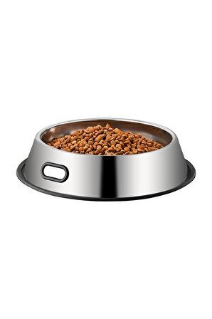 Paslanmaz Çelik 1000 ml Gri Kaymaz Taban Kedi Köpek Mama Ve Su Kabı cin569-26