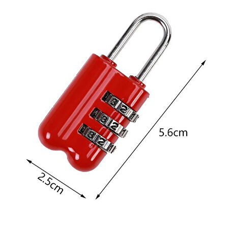 23 mm 3 haneli Şifreli Dolap Bagaj Çanta Kilidi Asma Kilit cin536krx