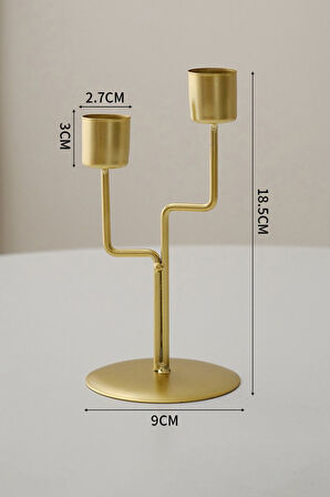 2 li Metal Asimetrik Gold Şamdan Dekoratif Mumluk cin993sr