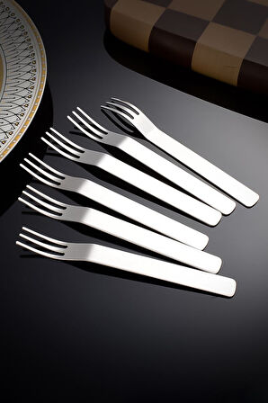 304 Çelik 6 Adet Silver Renk Tatlı ve Meyve Çatalı mt159by-6