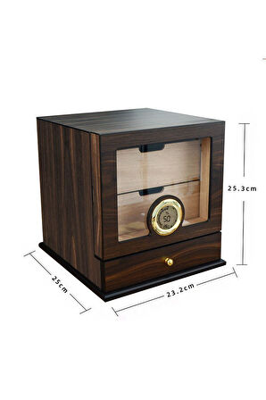 Falconetti Çekmeceli 3 Katlı Kahverengi Sedir Humidor Puro Kutusu rd44