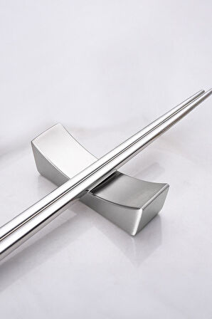 6 Adet Çelik Silver Chopstick Kaşık Çatal Standı Çelik Çubuk Tutucu mt151by-6