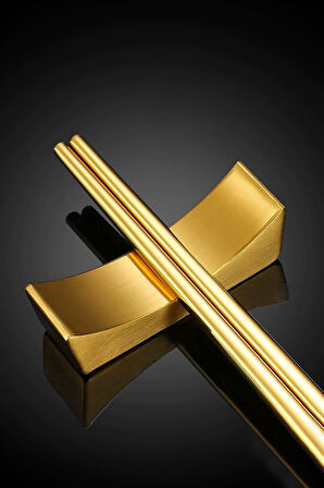 6 Adet Çelik Gold Chopstick Kaşık Çatal Standı Çelik Çubuk Tutucu mt151sr-6