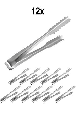 12 Adet Çelik 21 cm. Buz Ve Şeker Maşası mt129-12