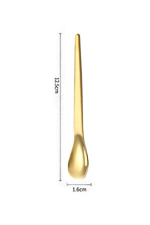 6 Adet Çelik 12,5 cm Gold Renk Çay Kaşığı mt162sr-6