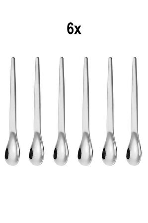 6 Adet Çelik 12,5 cm Gümüş Renk Çay Kaşığı mt162by-6