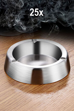 25 Adet Çelik 12,5 cm Kafe Restaurant Lokanta Yuvarlak Kül Tablası Küllük mt170b