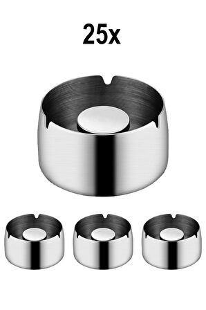 25Adet Çelik 8 cm Kafe Restaurant Lokanta Yuvarlak Kül Tablası Küllük mt172by-25