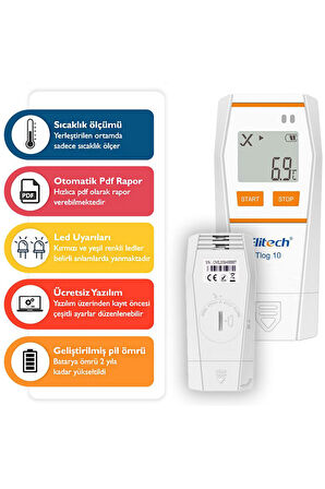 Elitech Hassas Sıcaklık Kayıt Cihazı Otomatik Rapor Datalogger Tlog10 thr378