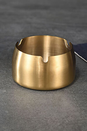 10 Adet Çelik Gold 8 cm Kafe Restaurant Lokanta Yuvarlak Kül Tablası Küllük 