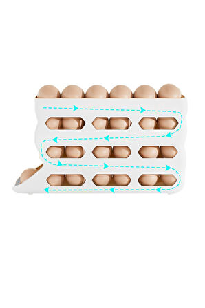 25 li Beyaz Plastik Yumurtalık Buzdolabı Düzenleyici Yumurta Saklama Rafı mt186