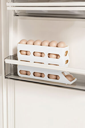 25 li Beyaz Plastik Yumurtalık Buzdolabı Düzenleyici Yumurta Saklama Rafı mt186