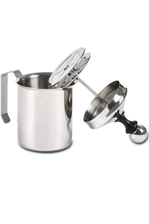 304 Çelik 500 ml Manuel Presli Kahve Süt Köpürtme Potu Sütlük Pitcher mt192