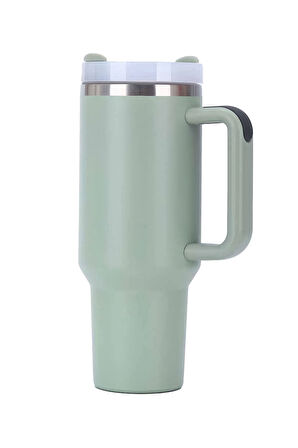 304 L Çelik 1,2 L Yeşil Pipetli El Termos Mug cin856ys