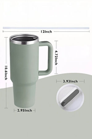 304 L Çelik 1,2 L Yeşil Pipetli El Termos Mug cin856ys