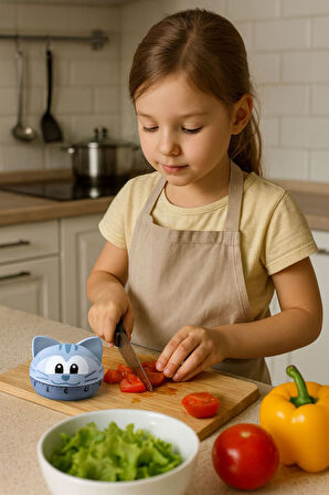 Kedi Model Mekanik Mutfak  Zamanlayıcı Timer Çocuklar için thr382