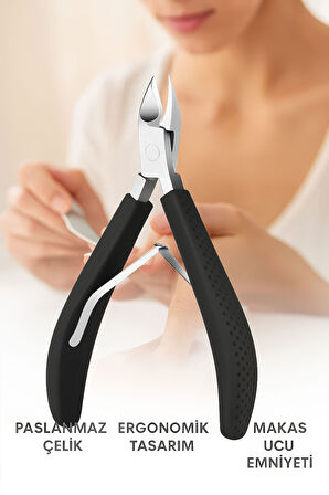 Pazlanmaz Çelik Siyah Tırnak Eti Makası Manikür Et Pensi cin809sy