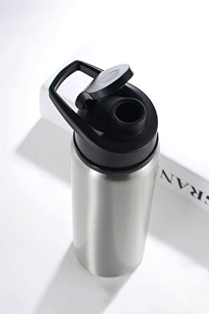 Çelik Siyah Kapak 700 ml Sporcu Matara Suluk (SICAK-SOĞUK TUTMAZ) cin427