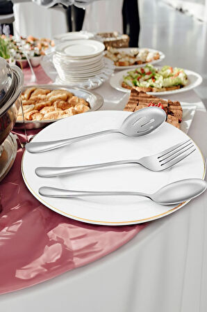 7 Parça Çelik Sunum Servis Kaşığı Kaşık Çatal Bıçak Spatula Seti mt154by
