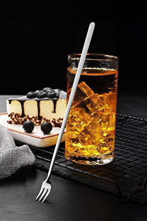 6 Adet 304 Çelik 20 cm Çatallı Kokteyl Karıştırma Barmen Çatalı cin760by-6