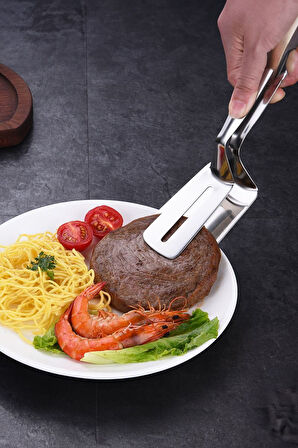 Çelik 23 cm Balık Biftek Maşası Et Servis Kepçesi Kaşığı cin875x