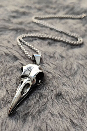 Chavin Gri Karga Kafasu Kuzgun iskelet Çelik Erkek Kolye er99byx