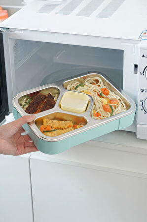 304 Çelik 1020 ml 4 Bölmeli öğrenci Ofis Yemek Mama Kabı Sefertası mt181ysx