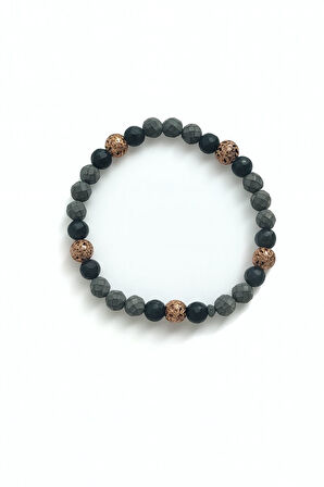 Lastikli Doğal Hematit Taşlı Erkek Bileklik ey35