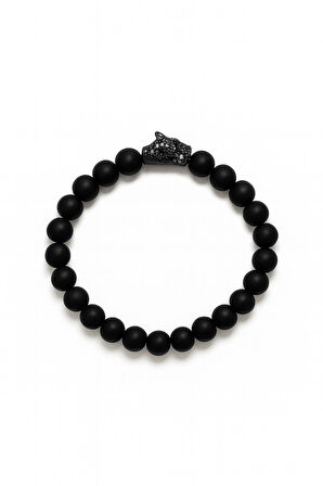 Lastikli Doğal Oniks Taşlı Erkek Bileklik ey41