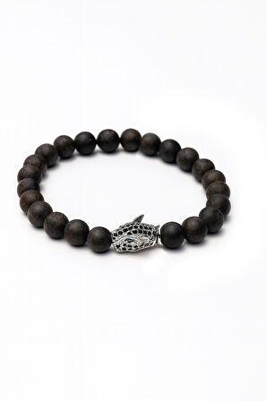 Lastikli Doğal Kahverengi Jasper Taşlı Erkek Bileklik ey39