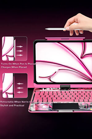 Naidun ipad Pro 12.9 Inç ile Uyumlu Geliştirilmiş 360° Dönebilen  Klavye