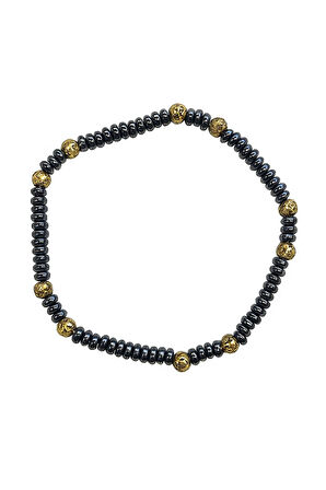 Lastikli Doğal Hematit Taşlı Erkek Bileklik ey42