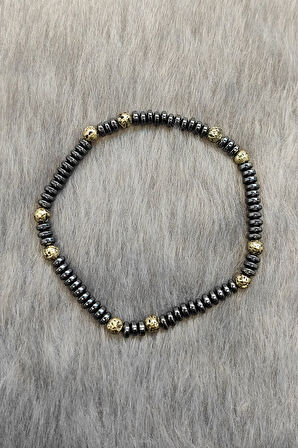 Lastikli Doğal Hematit Taşlı Erkek Bileklik ey42