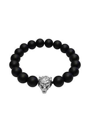 Lastikli Doğal Oniks Taşlı Erkek Bileklik ey44