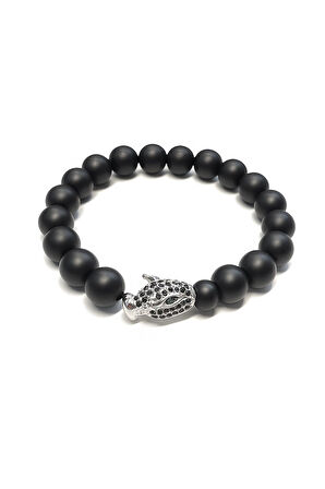 Lastikli Doğal Oniks Taşlı Erkek Bileklik ey43