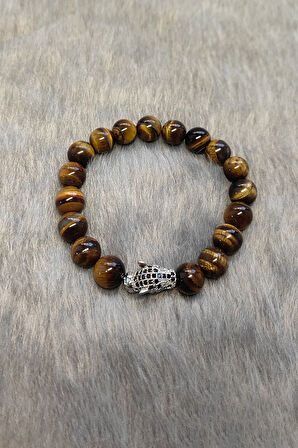 Lastikli Kaplan Göz Taşlı Erkek Bileklik ey45