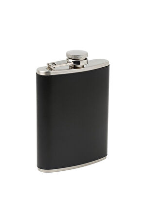 Çelik 8 oz Siyah Deri Kaplı 240 ml   Matara rd55