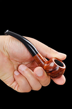 9 mm. Kahverengi Sandalwood Eğimli Sap Mini Ahşap Pipo rd57
