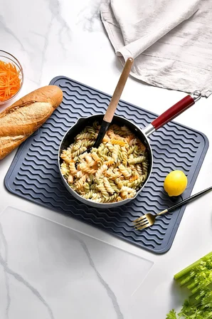 Gri 30x40 cm Çok Amaçlı Silikon Bulaşık Kurutma Matı Bulaşıklık mt258