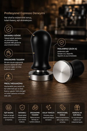 304 Çelik 51 mm Klikli Sabit Basınçlı Espresso Makinesi Tamperi Barista Ekipmanı mt262sy