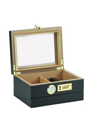 Falconetti Siyah Ufak Boy Camlı Humidor Şifreli Puro Kutusu rd92sy