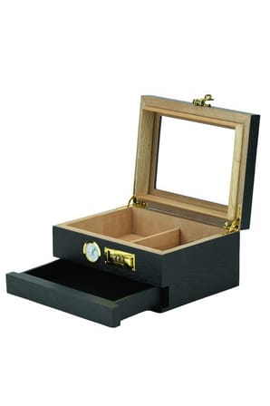 Falconetti Siyah Ufak Boy Camlı Humidor Şifreli Puro Kutusu rd92sy
