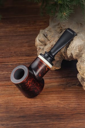 Falconetti 9 mm. Kırmızı Siyah Sandalwood Düz Sap Ahşap Pipo rd88sy