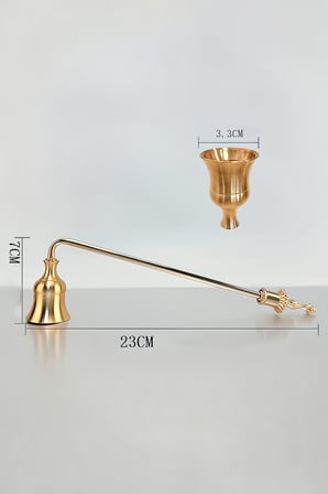 Sabit Başlıklı Metal Rose Gold 23 cm Dekoratif Çan Dizayn Saplı Mum Söndürücü mt280sr