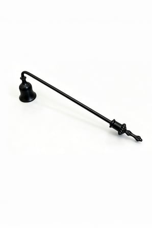 Sabit Başlıklı Metal Mat Siyah 23 cm Dekoratif Çan Dizayn Saplı Mum Söndürücü mt280sy