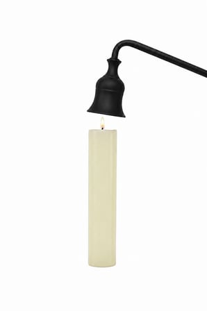 Sabit Başlıklı Metal Mat Siyah 23 cm Dekoratif Çan Dizayn Saplı Mum Söndürücü mt280sy