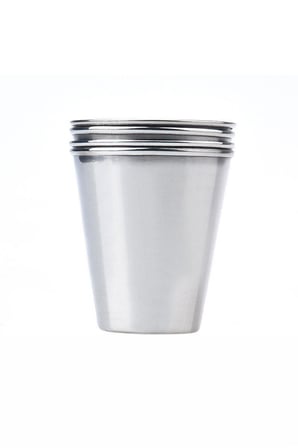 4 adet Deri Kılıflı 70 ml. Çelik Shot Kahve Kamp Bardağı rd95