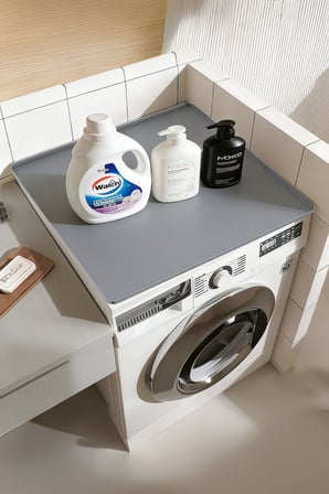 Gri 60x60 cm Çok Amaçlı Kenarlıklı Silikon Çamaşır Makinesi Matı Tezgah Düzenleyici mt291